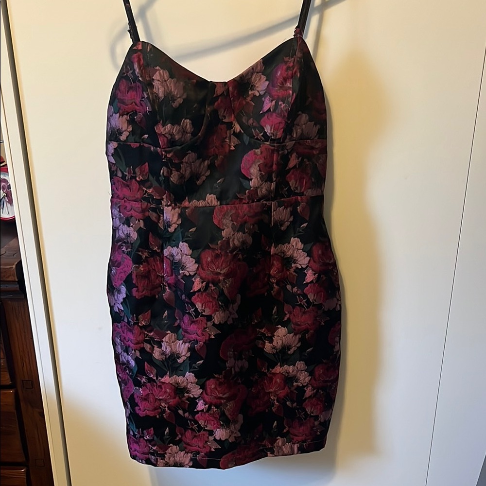 Floral Black and Purple Women's Dress